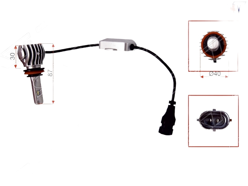 фото Комплект светодиодных ламп h8/h11 20w/1800lm canbus led sat арт. st-175-0072