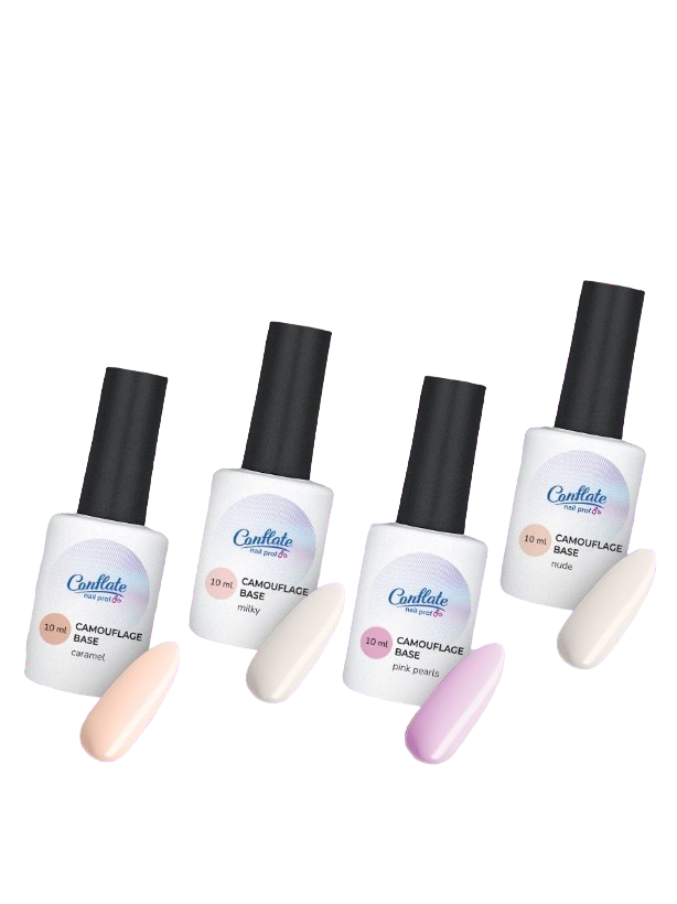 Набор каучуковых камуфлирующих баз для ногтей Conflate Nail Professional 4 предмета