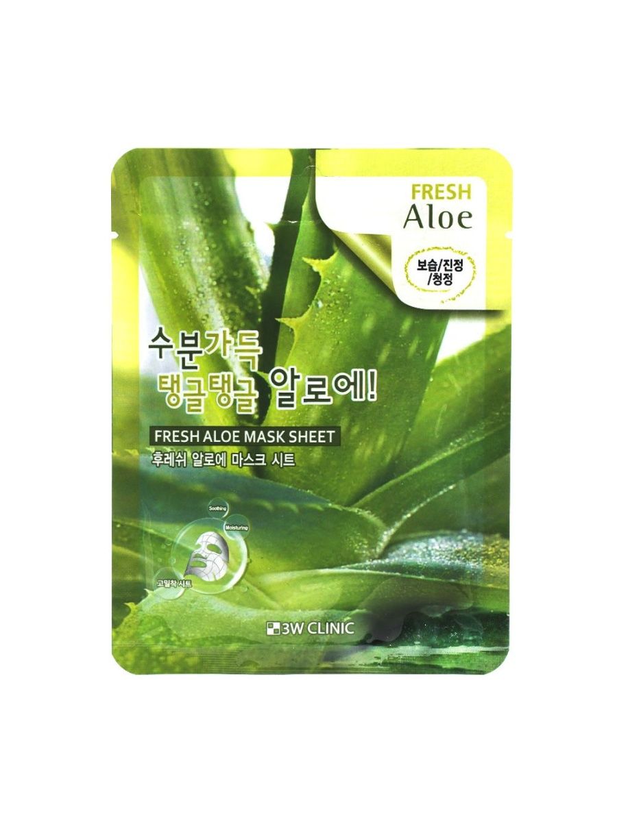 Маска тканевая 3W Clinic с экстрактом алоэ вера Fresh Aloe 23мл сахарная паста алоэ вера классик aloe vera classic