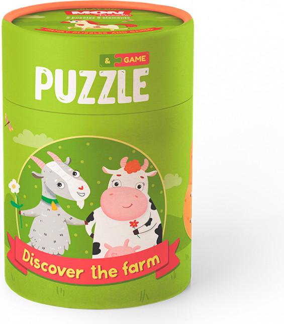 Игровой набор MON Puzzle 2-3 элемента. Кто живет на ферме, пазлы и карточки с заданиями