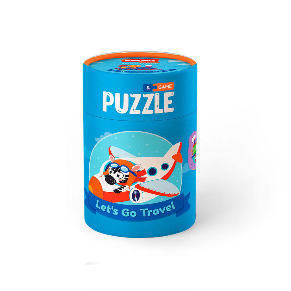 Игровой набор MON Puzzle 2-3 элемента. Едем, плаваем, летим, пазлы и карточки с заданиями едем летим плывем
