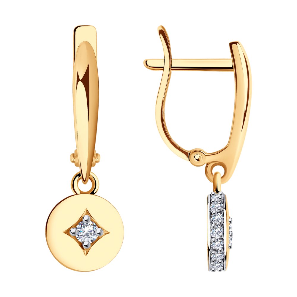 

Серьги подвески из красного золота SOKOLOV 029426, фианит, 029426
