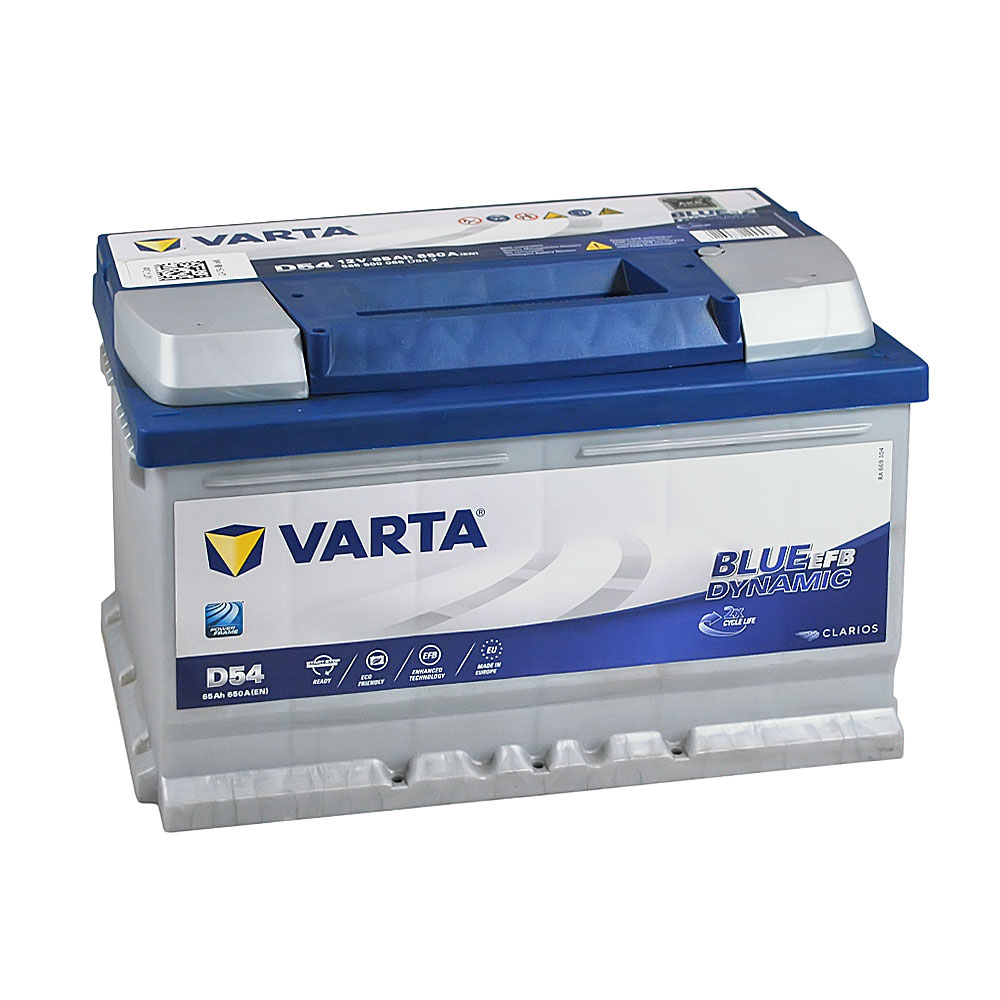 фото Аккумулятор varta blue dynamic efb 65а/ч d54 (-/+) 12v 650a 278x175x175 565500065