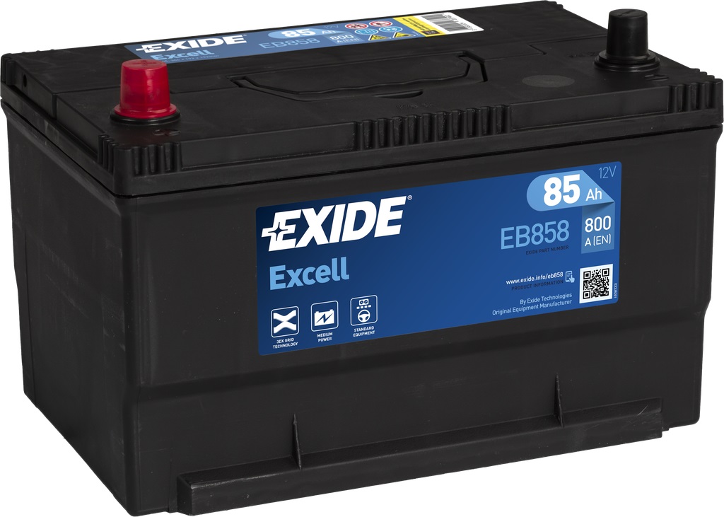 фото Аккумулятор exide excell 85a/ч (eb858) (+/-) 12v 800a 306x192x192 eb858