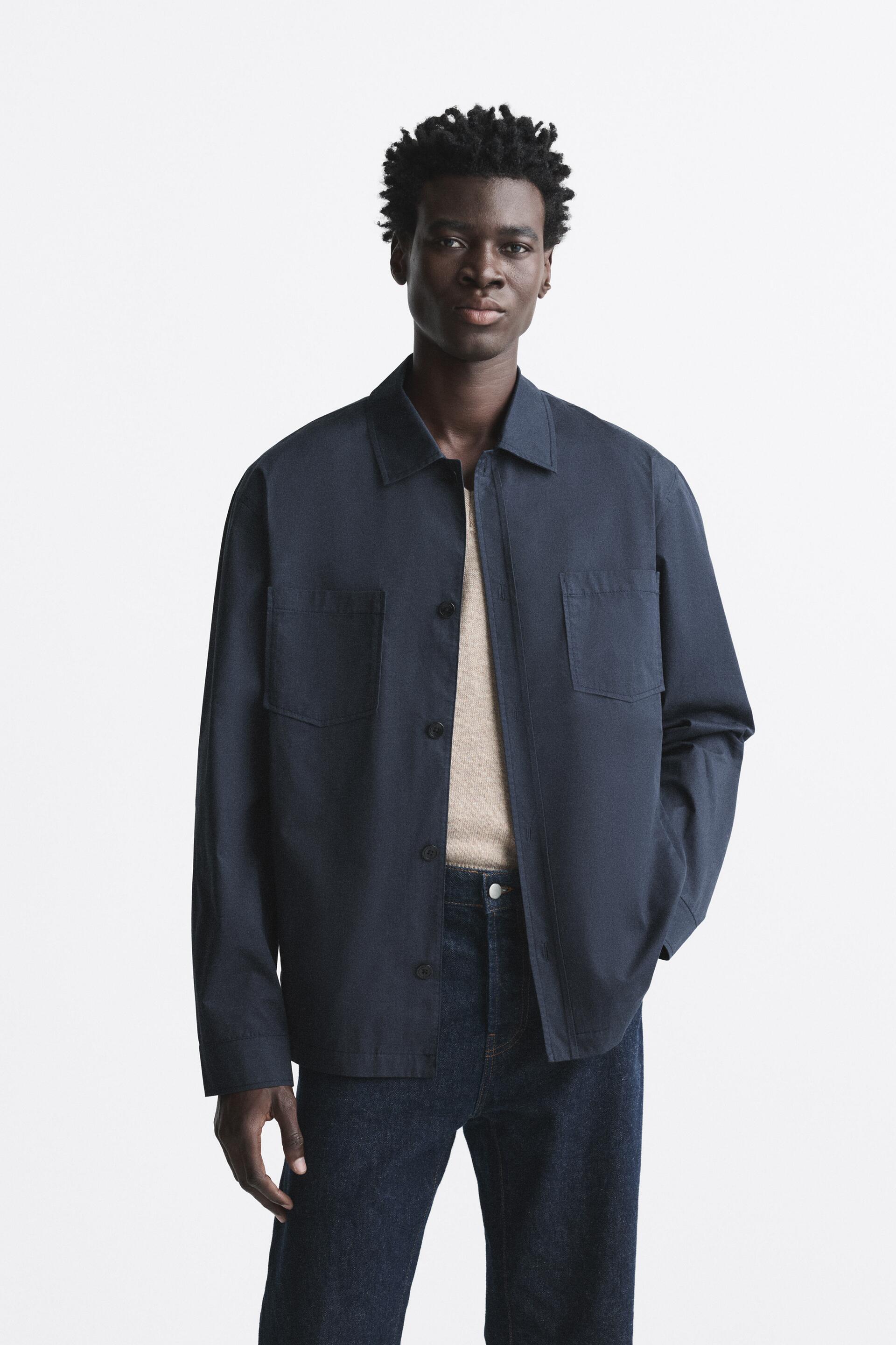 

Рубашка мужская ZARA 01608504 синяя M (доставка из-за рубежа), Синий, 01608504