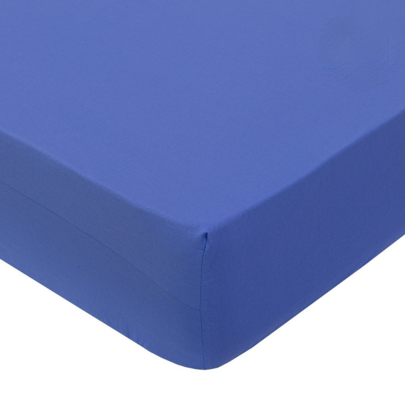 фото Простыня 90х200 на резинке (борт 20 см) поплин синий арт дизайн