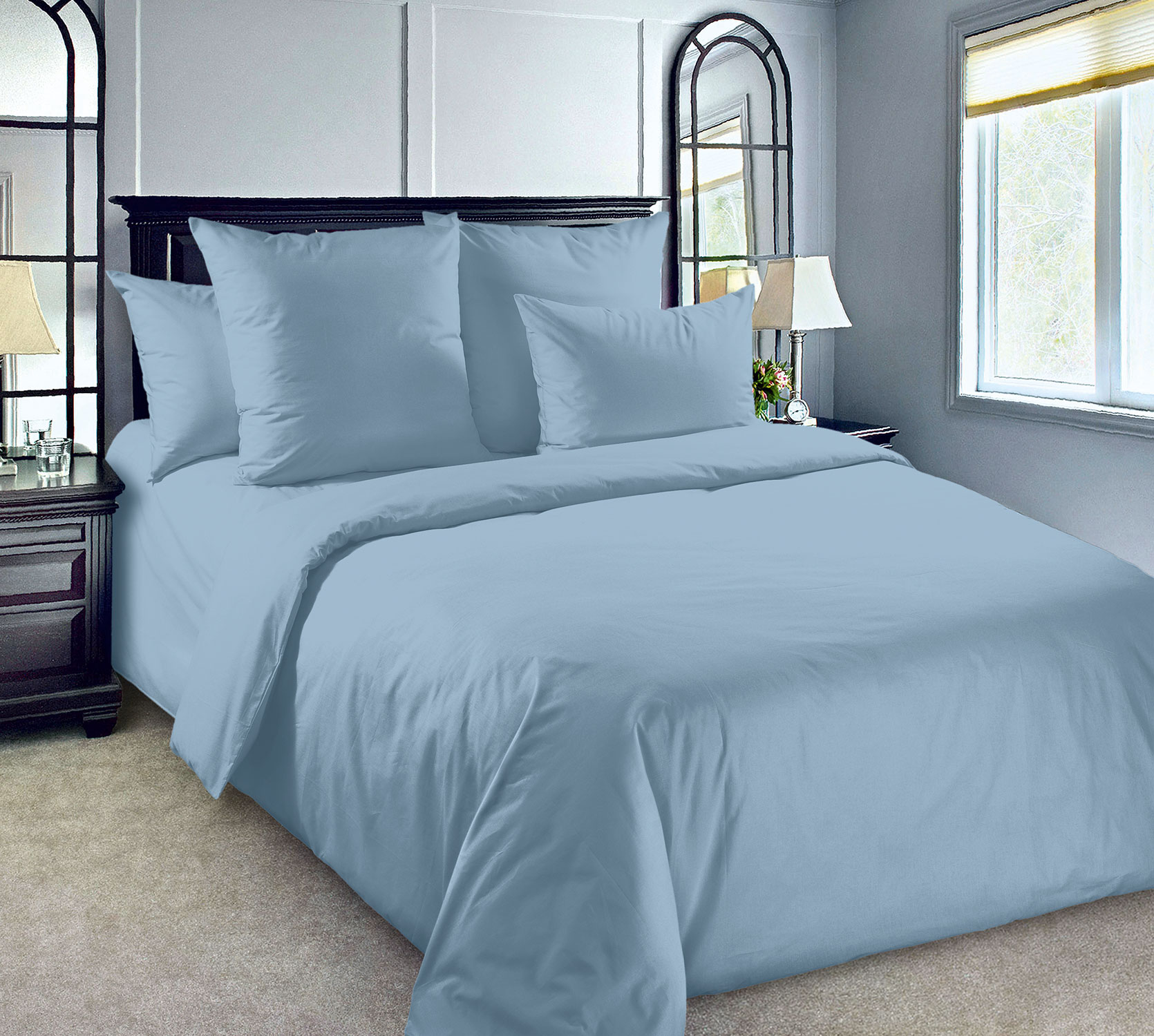 

Постельное белье Голубое озеро 6276ПН Семейный Перкаль хлопок