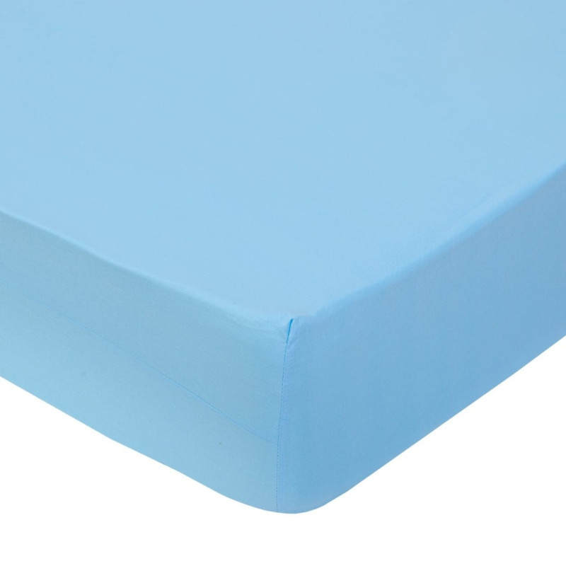 фото Простыня 90х200 на резинке (борт 20 см) поплин голубой арт дизайн