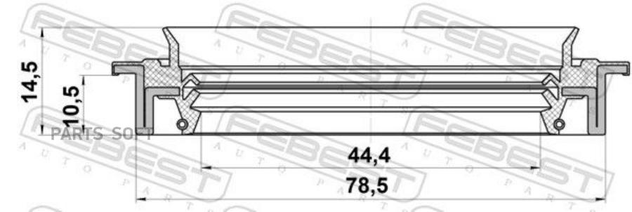 

Сальник Привода 44.4X78.5X10.5X14.5 FEBEST 95JDS46781114R