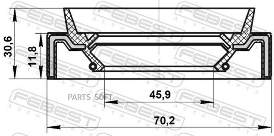 

Сальник Полуоси 45.9X70.2X11.8X30.6 FEBEST 95JAS47701232C