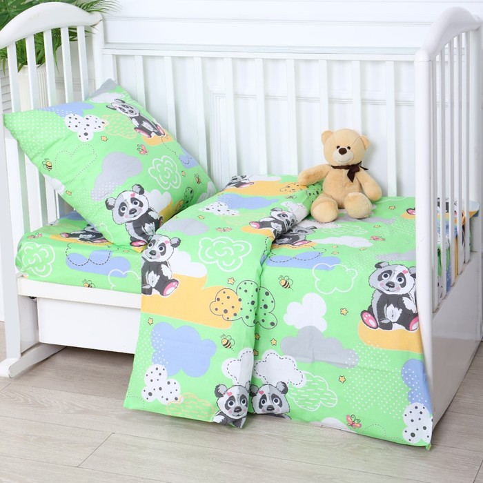 

Постельное бельё BABY Панда, цвет зелёный, бязь 142гр/м, 100% хлопок, Зеленый