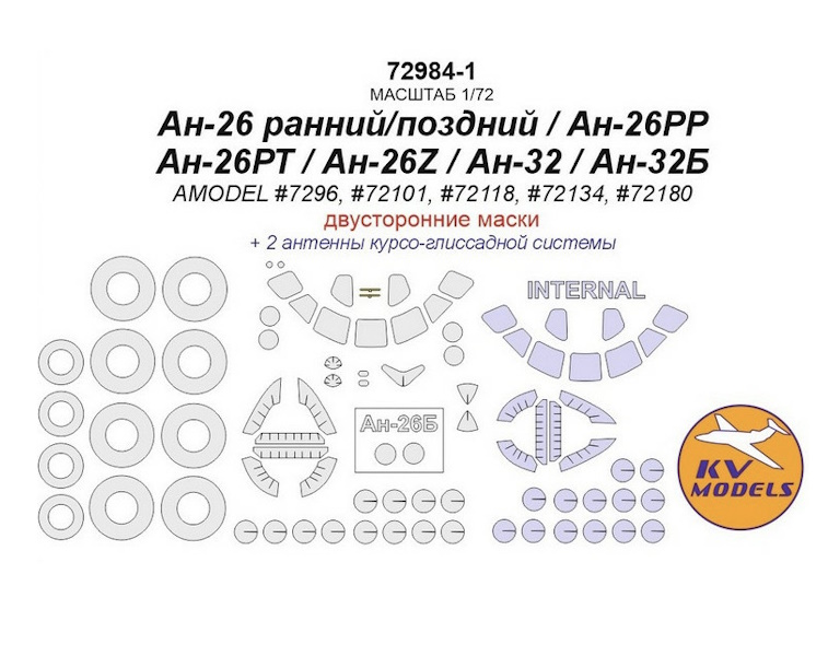 72984-1KV Ан-26 ранний/поздний - двусторонние маски маски на диски и колеса