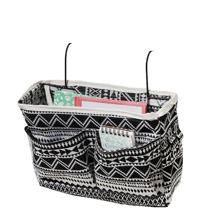 Органайзер с карманами подвесной Доляна «Марокко», 3 отделения, 26x16,5x30 см, чёрно-белый