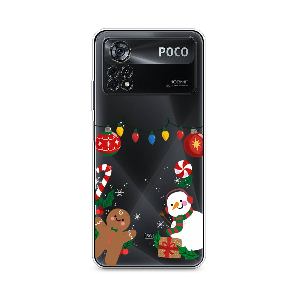 

Чехол на Xiaomi Poco X4 Pro 5G "Новогоднее настроение", Коричневый;красный;зеленый, 313150-5