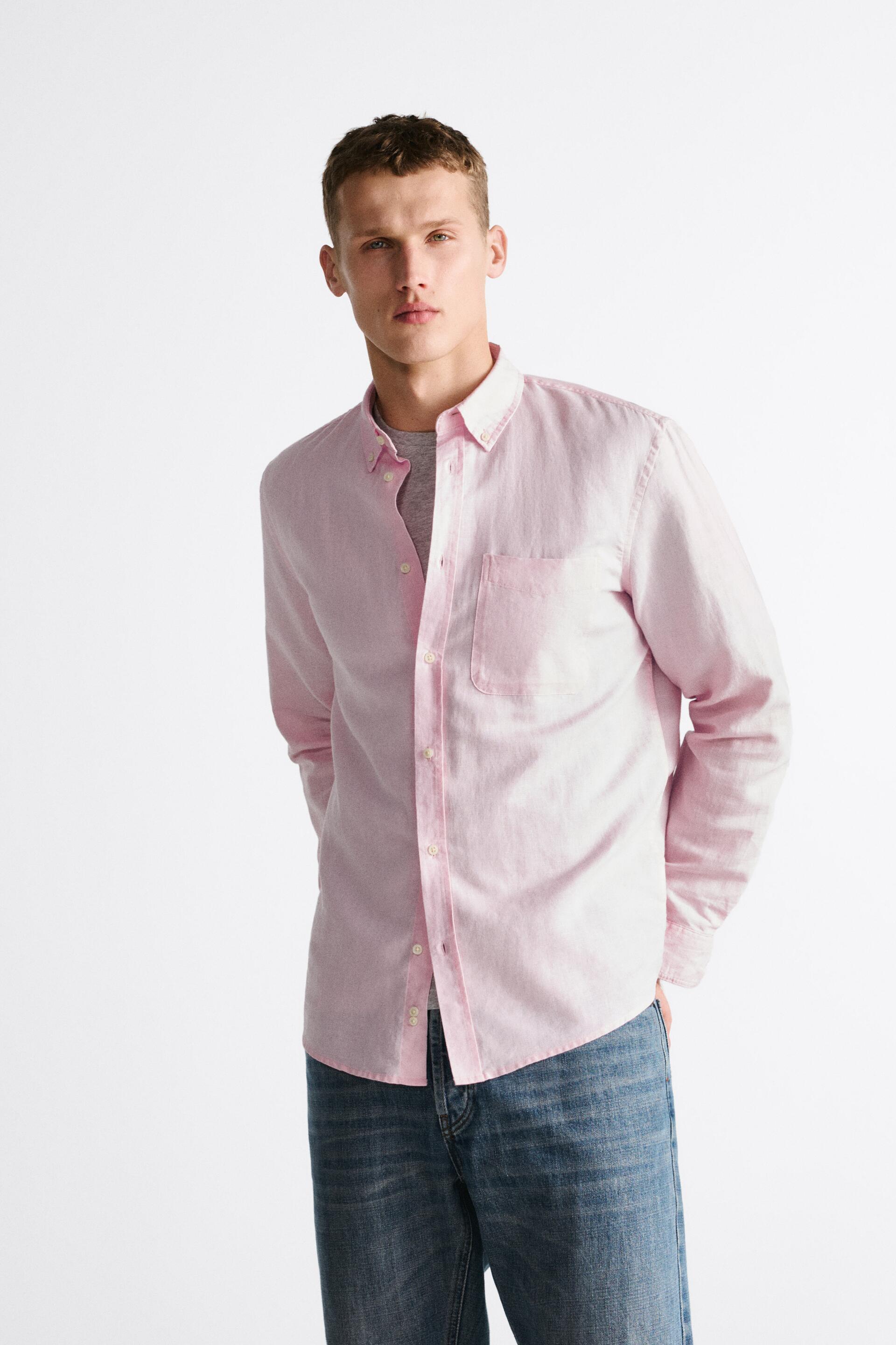 

Рубашка мужская ZARA 01063307 розовая M (доставка из-за рубежа), Розовый, 01063307
