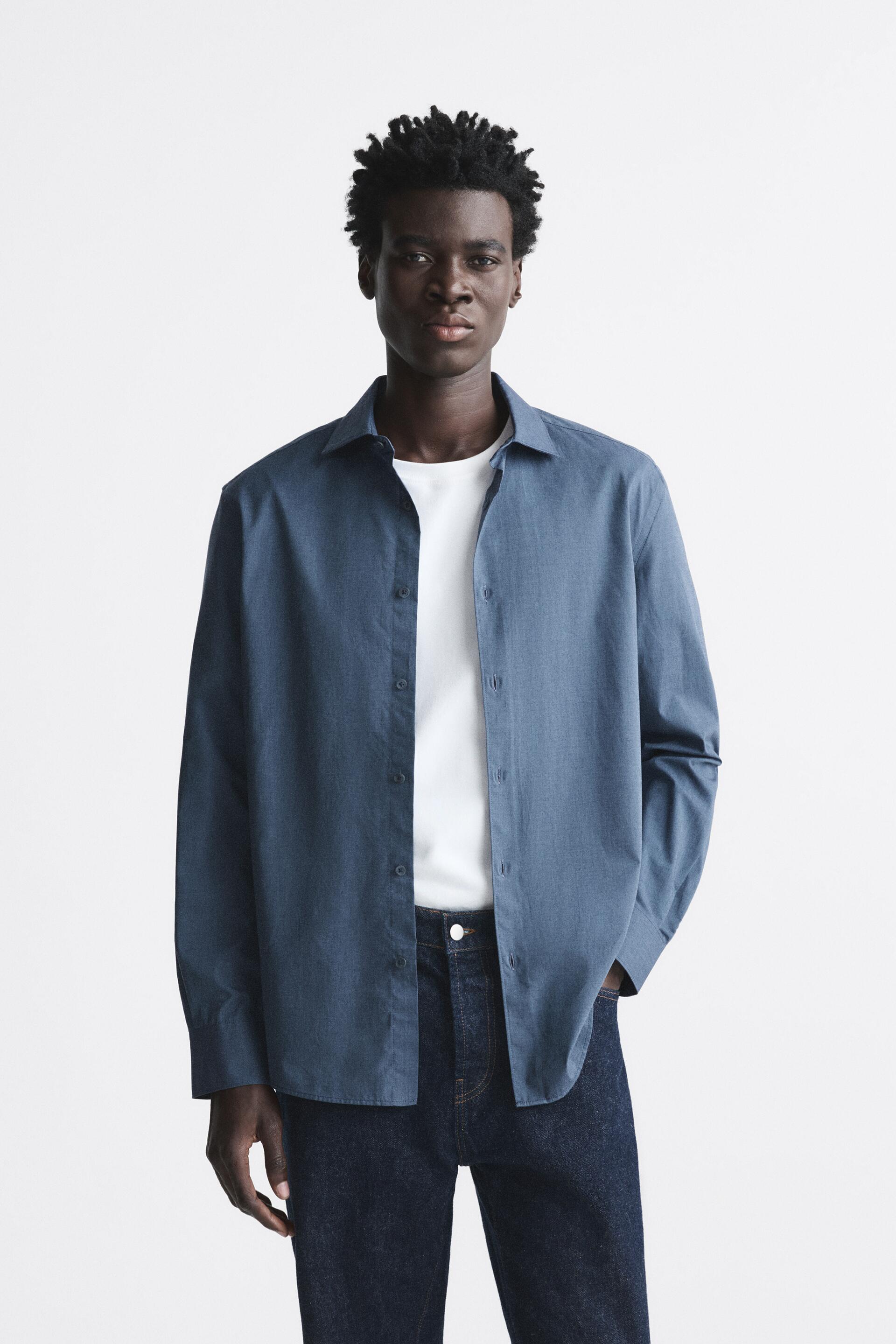

Рубашка мужская ZARA 00975200 синяя L (доставка из-за рубежа), Синий, 00975200