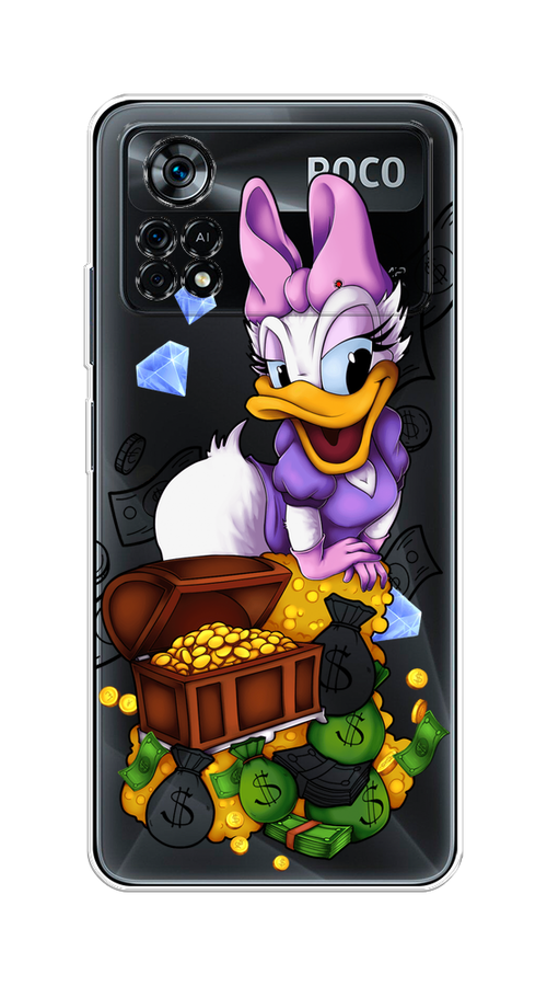 

Чехол на Xiaomi Poco X4 Pro 5G "Rich Daisy Duck", Коричневый;белый;фиолетовый, 313150-6