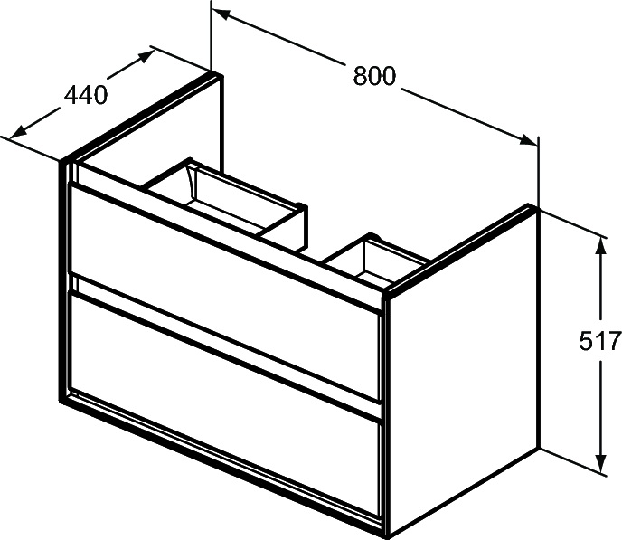 фото Тумба подвесная ideal standard connect air 800х517х440 2 ящика, дерево и белый матовый