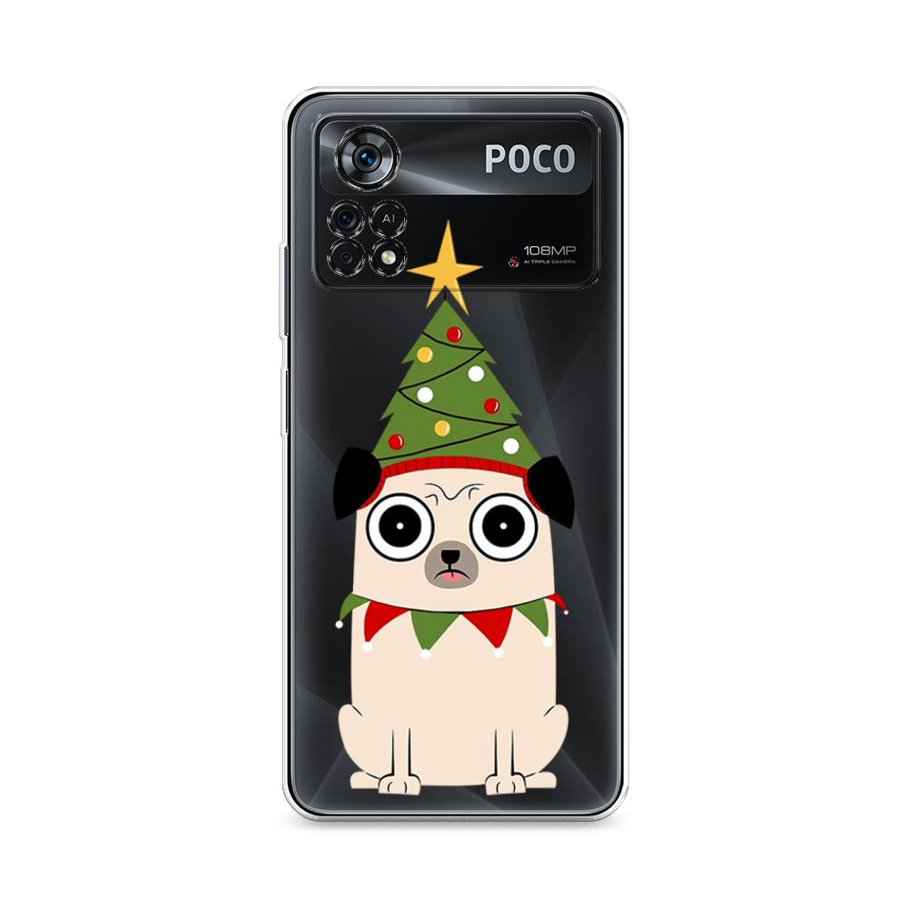

Чехол на Xiaomi Poco X4 Pro 5G "Собачка с ёлочкой", Бежевый;красный;зеленый, 313150-1