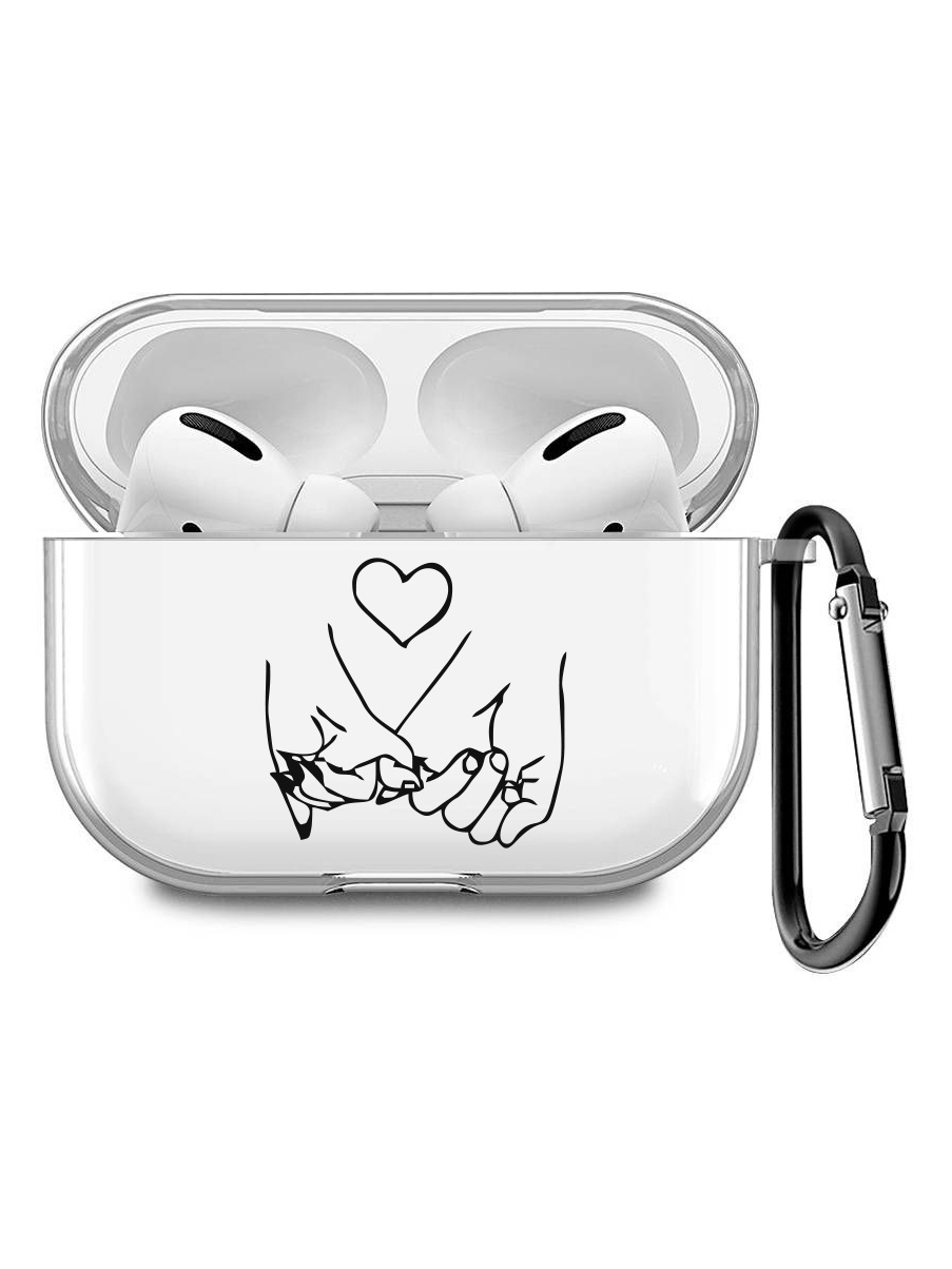

Силиконовый чехол для наушников Apple Airpods Pro с принтом "Lovers Hands", Прозрачный;черный, 200008679