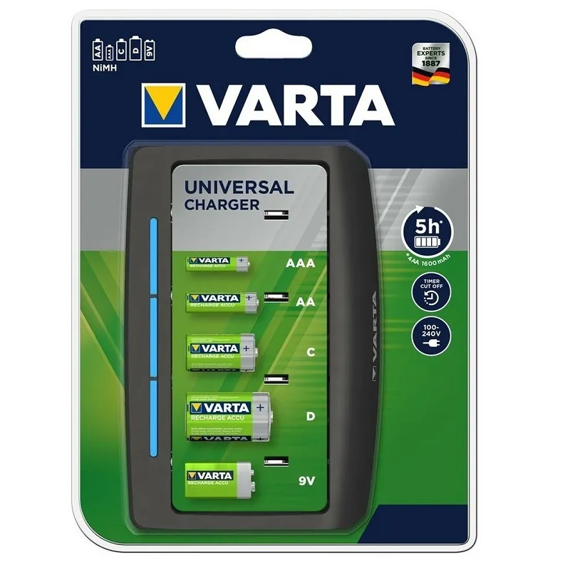 

Varta Зарядное устройство VARTA Universal Charger для 2/4 AAA, AA, C, D, 1/2 9V Ni-MH