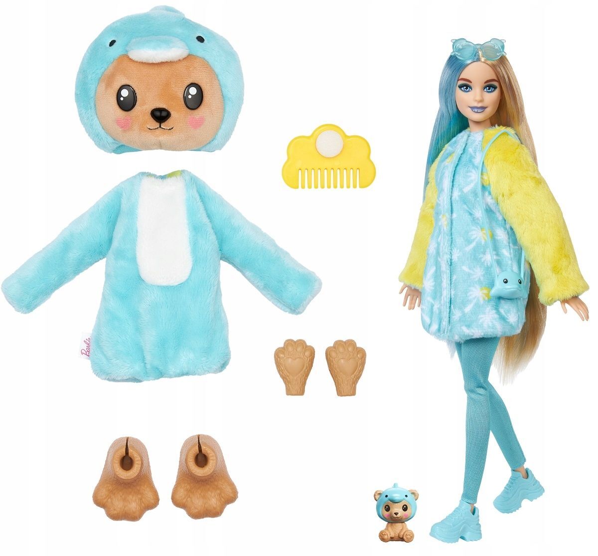 Кукла Barbie Cutie Reveal Dolphin Bear Плюшевый мишка в образе дельфина, HRK25 кукла mattel barbie cutie reveal челси тукан hkr16