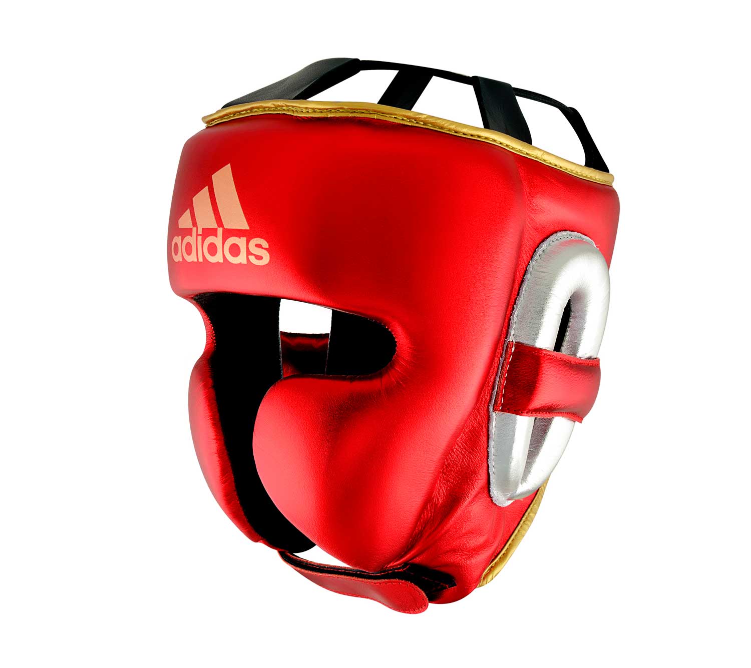 Шлем боксерский AdiStar Pro Metallic Headgear красно-серебристо-золотой (размер M)