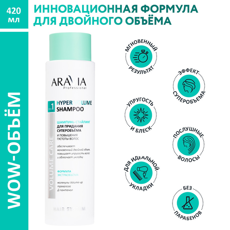 Шампунь-стайлинг для придания суперобъема Hyper Volume Shampoo, 400 мл