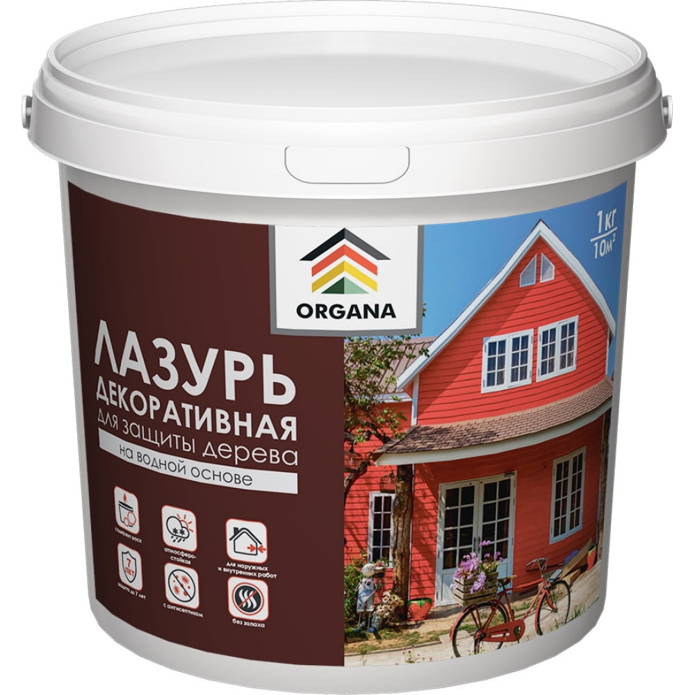 

Organa Лазурь декоративная Сoloured Varnish , ведро 1 кг, цвет бесцветный 106831