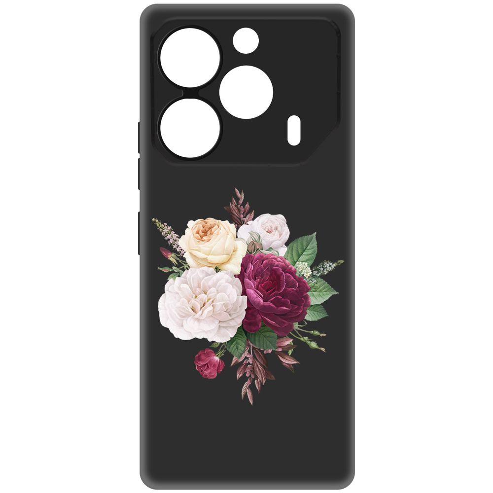 

Чехол-накладка Krutoff Soft Case Цветочная композиция для TECNO Pova 6 черный