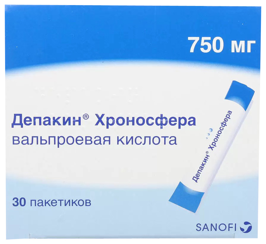

Депакин Хроносфера гранулы 750 мг пакетики 30 шт., Депакин Хроносфера