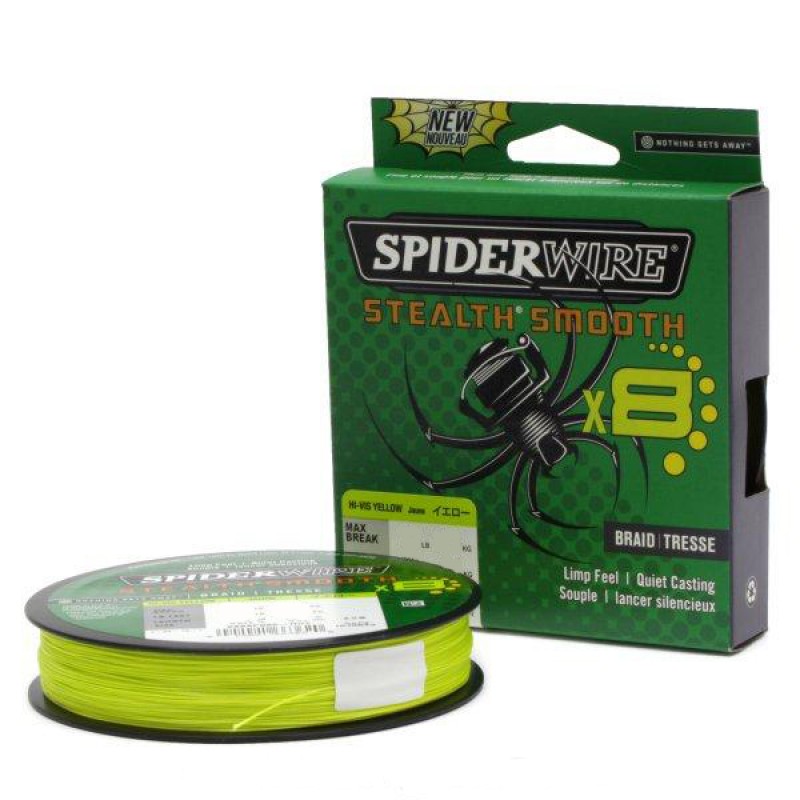 Шнур плетеный SPIDERWIRE Х8 Braid Stealth Smooth 150м яркожелтый 0,09мм 7,5кг