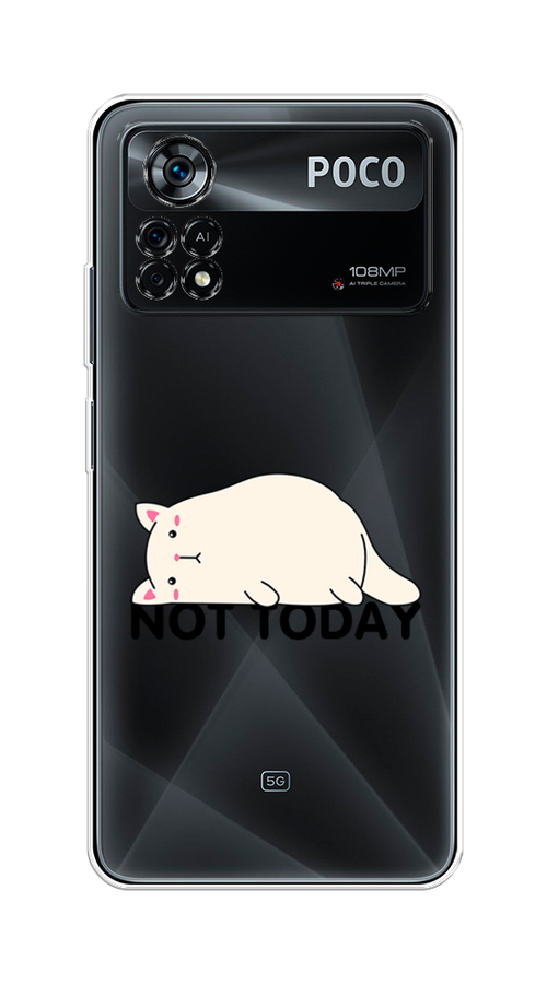 

Чехол на Xiaomi Poco X4 Pro 5G "Cat not today", Белый;розовый;черный, 313150-1