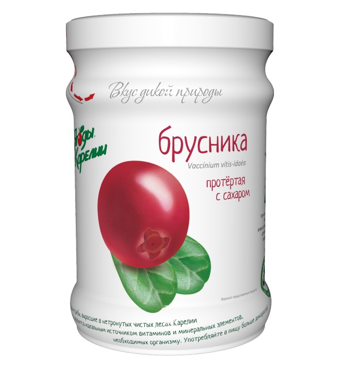 Брусника протертая с сахаром Ягоды Карелии, 280г