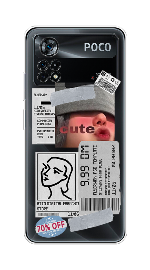 

Чехол на Xiaomi Poco X4 Pro 5G "Cute girl collage", Розовый;серый;голубой, 313150-6