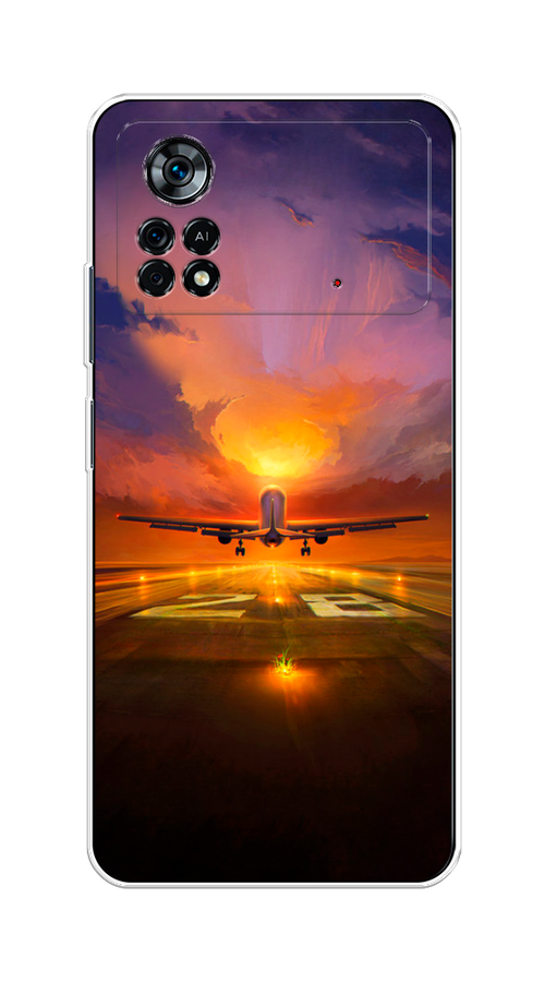 

Чехол на Xiaomi Poco X4 Pro 5G "Самолет на посадке", Оранжевый;синий, 313150-6
