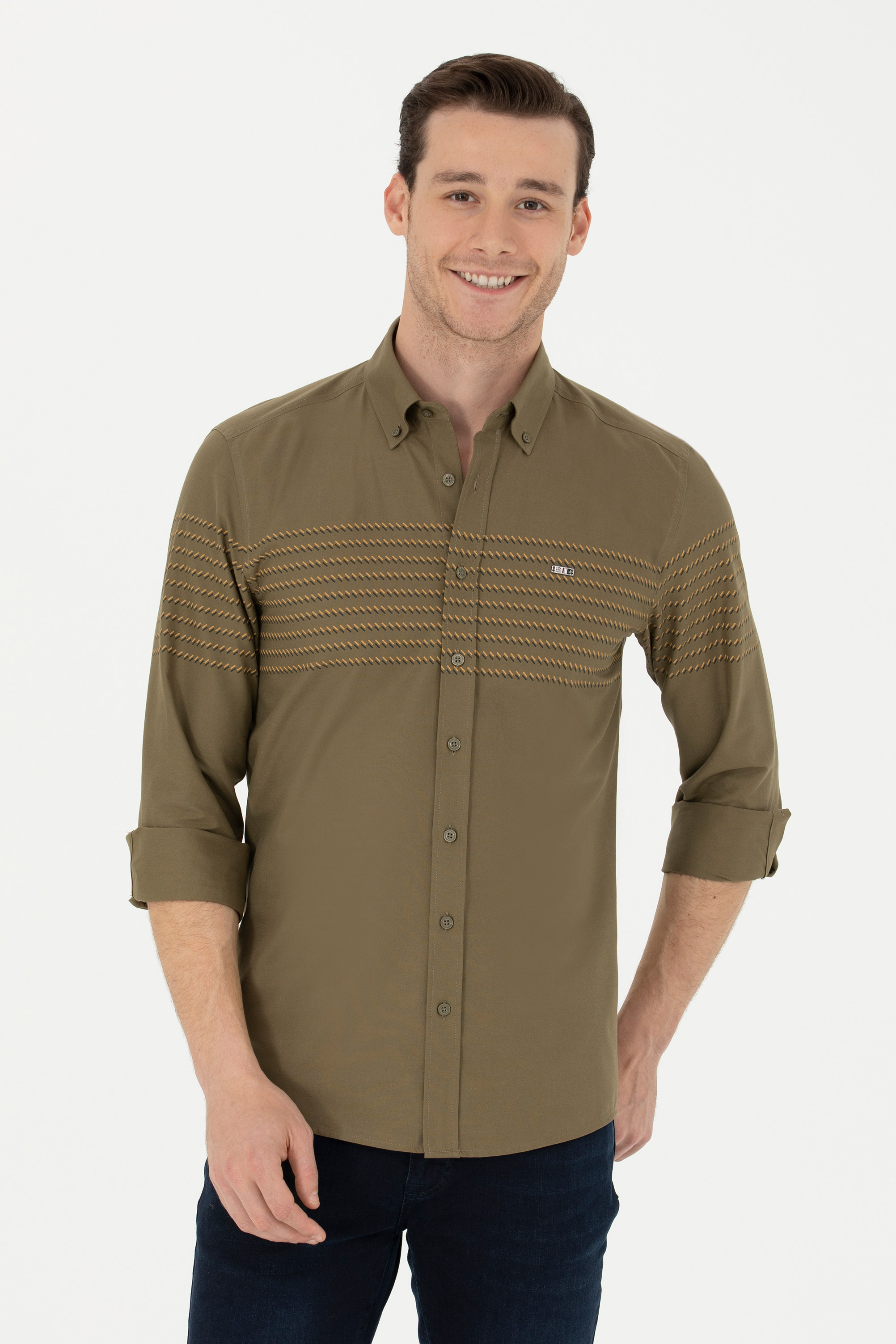 Рубашка мужская US Polo Assn G081GL0040YELO хаки S