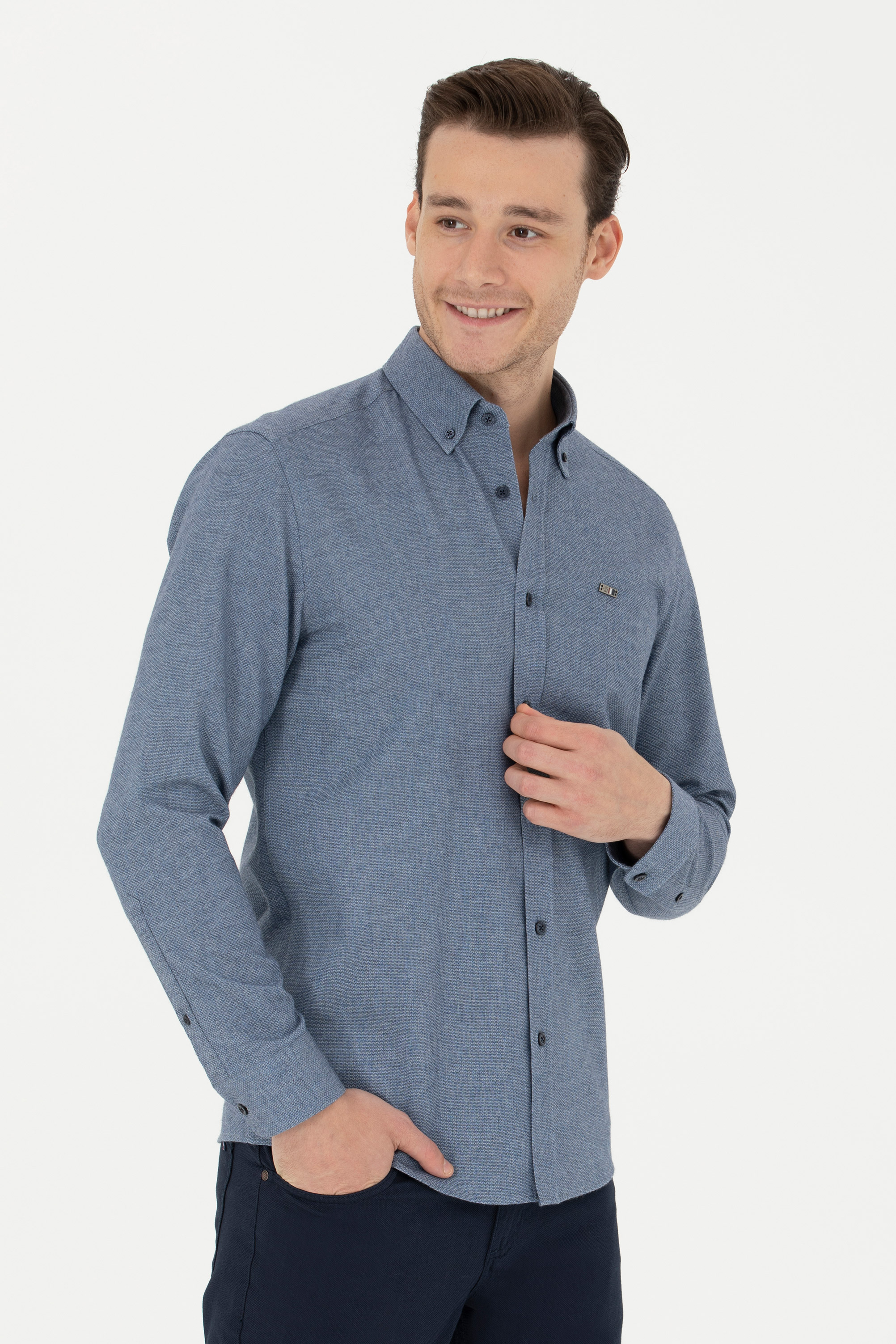 

Рубашка мужская U.S. POLO Assn. G081GL0040THANY023K синяя M, Синий, G081GL0040THANY023K