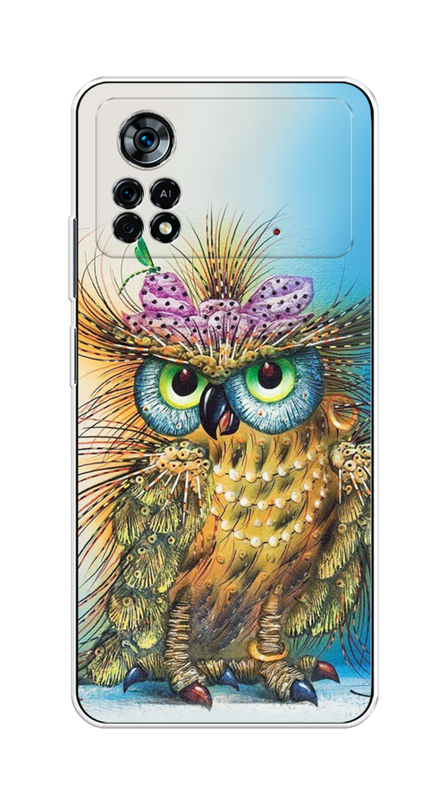 

Чехол на Xiaomi Poco X4 Pro 5G "Модная сова", Коричневый;голубой, 313150-1
