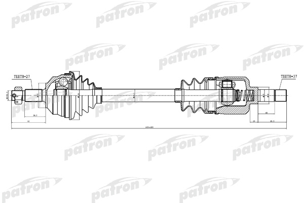 

Полуось левая 27x660x59x37 CITROEN: C8 02-\ PEUGEOT: 807 02- PATRON PDS0311