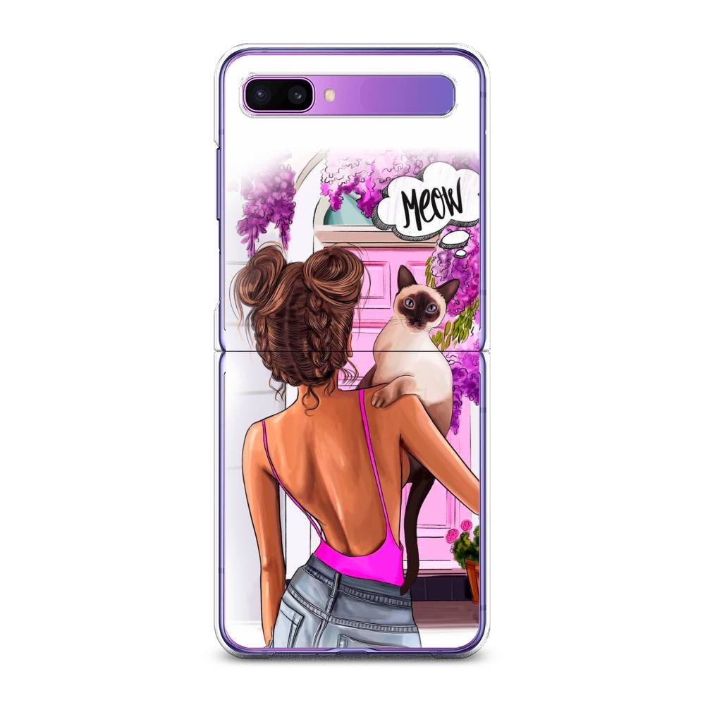

Чехол Awog для Samsung Galaxy Z Flip 1 "Девушка с кошкой", 2107150-7