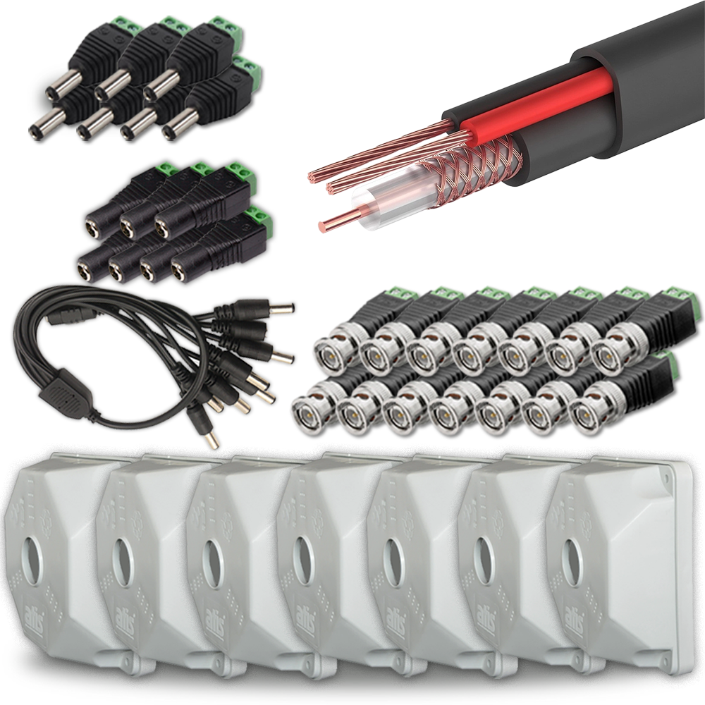 

Комплект для установки системы видеонаблюдения на 7 камер, монтажная коробка 7 штук, кабел, комплект_мoнтажный.3