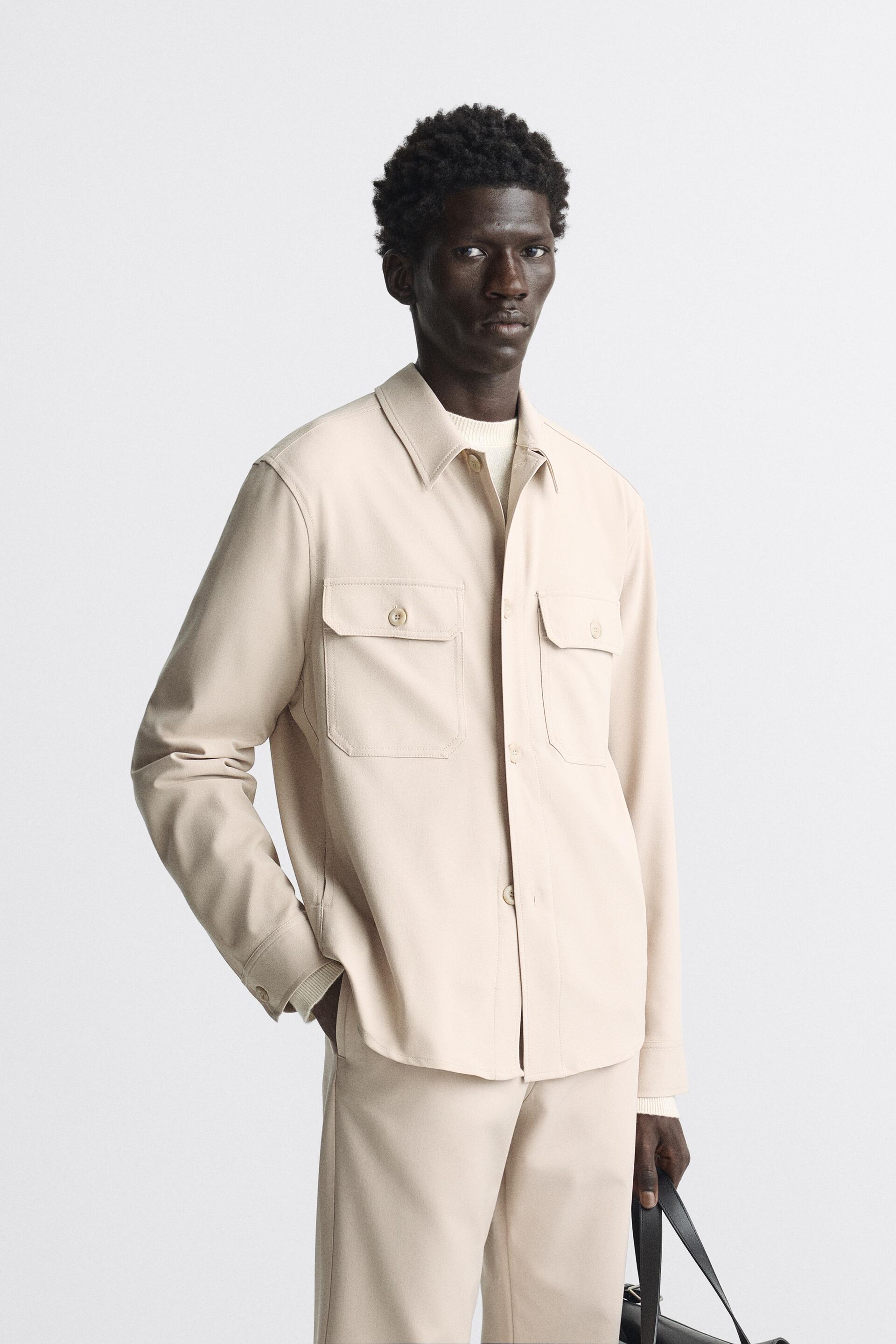 

Рубашка мужская ZARA 00706440 бежевая S (доставка из-за рубежа), 00706440