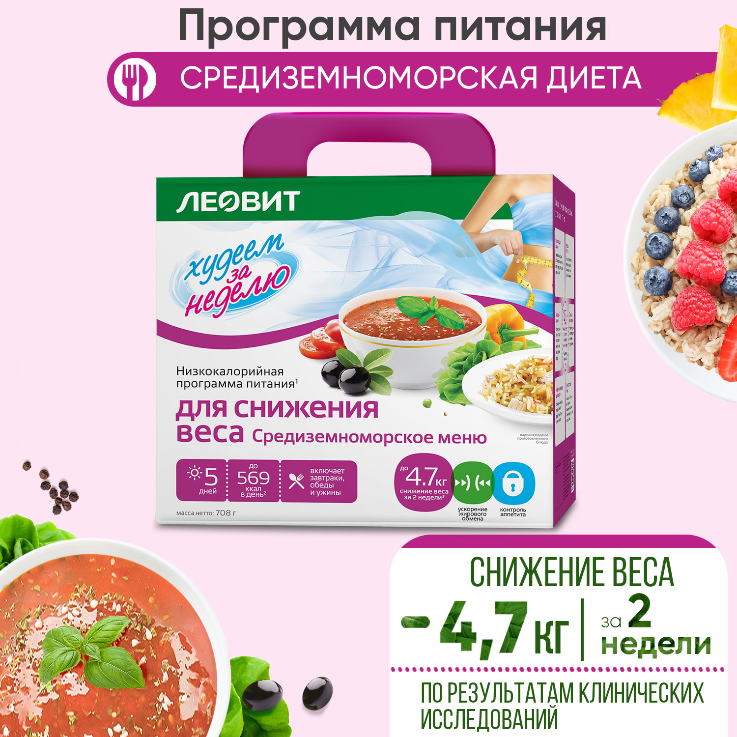 Комплекс питания Худеем за неделю Средиземноморское меню кейс 708 г