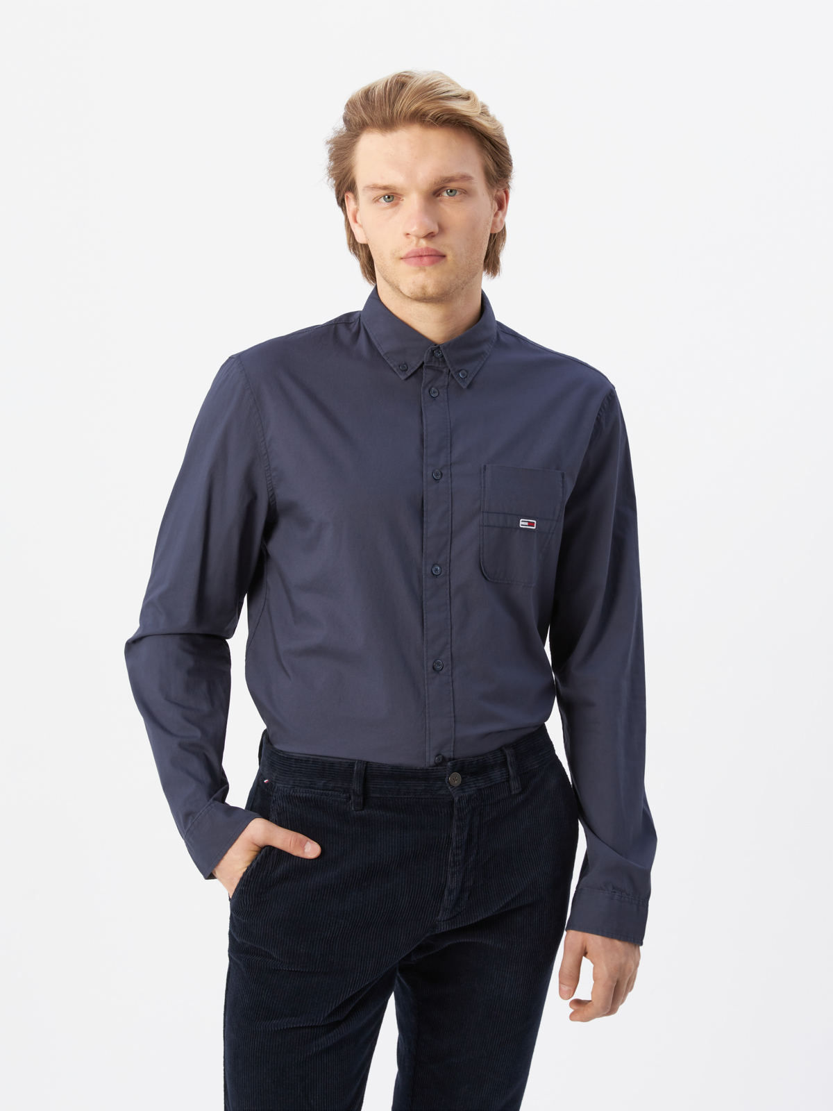 Рубашка мужская Tommy Jeans DM0DM14188C87 синяя, размер XXL