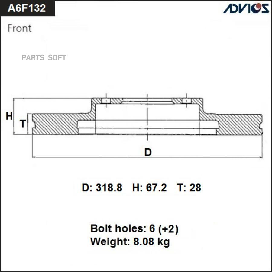 

Диск Торм. Пер. Toyota 4runner / Hilux Surf ADVICS арт. A6F132B