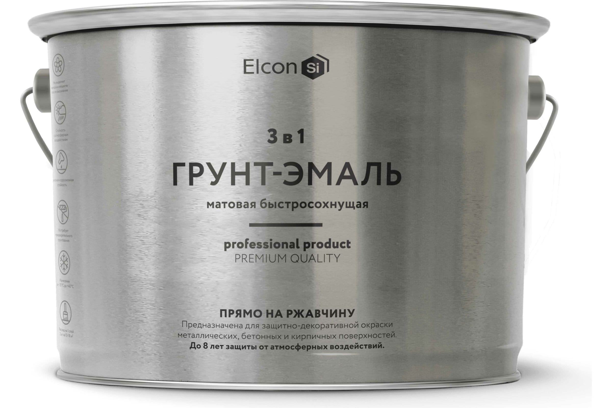 фото Elcon грунт-эмаль по ржавчине 3в1 матовая красная 2 кг 00-00462664