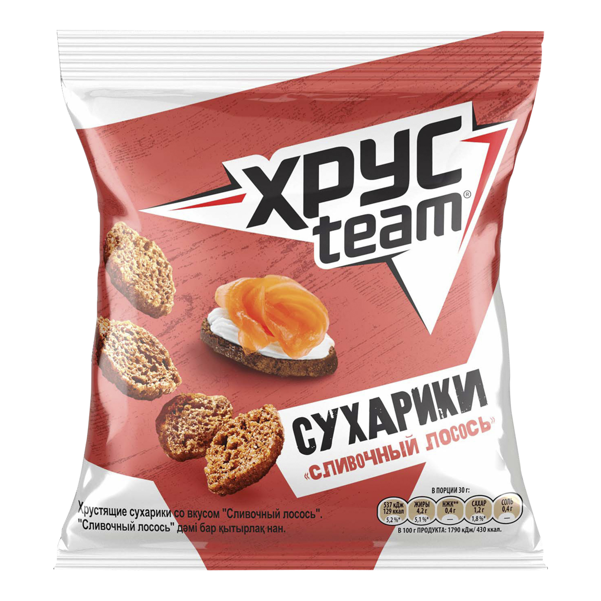 

Сухарики ржано-пшеничные Хрусteam сливочный лосось 40 г