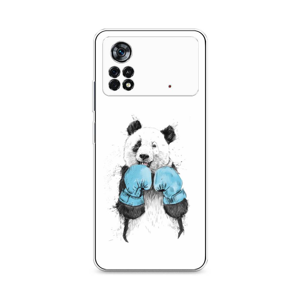 

Чехол на Xiaomi Poco X4 Pro 5G "Панда боксер", Голубой;белый;серый, 313150-1