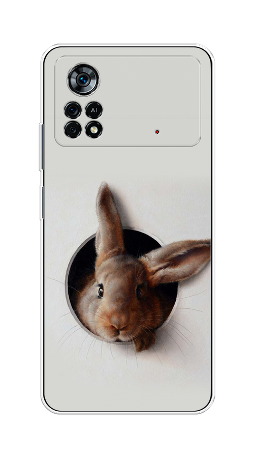 

Чехол на Xiaomi Poco X4 Pro 5G "Любопытный кролик", Серый;коричневый, 313150-1